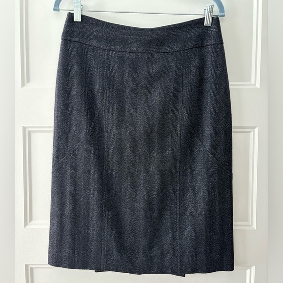 Ann Taylor Blue Black Kick Pleat Pencil Skirt Size 6 - Picture 1 of 7